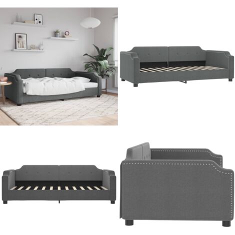 Sofá cama sin colchón tela gris oscuro 100x200 cm - Sofá cama sin colchón - Sofá cama gris oscuro