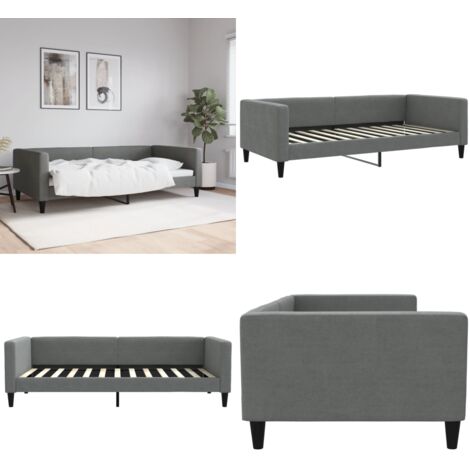 Sofá cama sin colchón tela gris oscuro 100x200 cm - Sofá cama sin colchón - Sofá cama gris oscuro