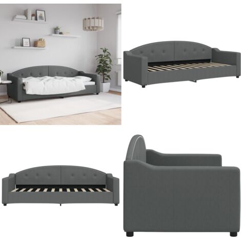 Sofá cama sin colchón tela gris oscuro 80x200 cm - Sofá cama sin colchón - Sofá cama gris oscuro