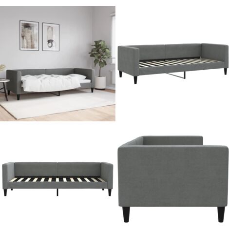 Sofá cama sin colchón tela gris oscuro 80x200 cm - Sofá cama sin colchón - Sofá cama gris oscuro