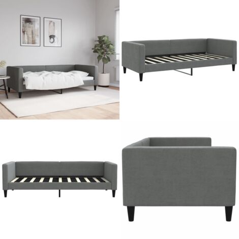 Sofá cama sin colchón tela gris oscuro 90x190 cm - Sofá cama sin colchón - Sofá cama gris oscuro