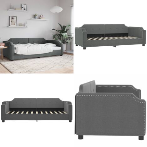 Sofá cama sin colchón tela gris oscuro 90x200 cm - Sofá cama sin colchón - Sofá cama 2 en 1