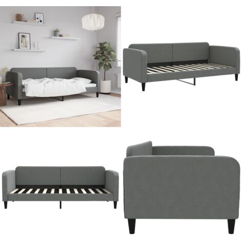 Sofá cama sin colchón tela gris oscuro 90x200 cm - Sofá cama sin colchón - Sofá cama gris oscuro