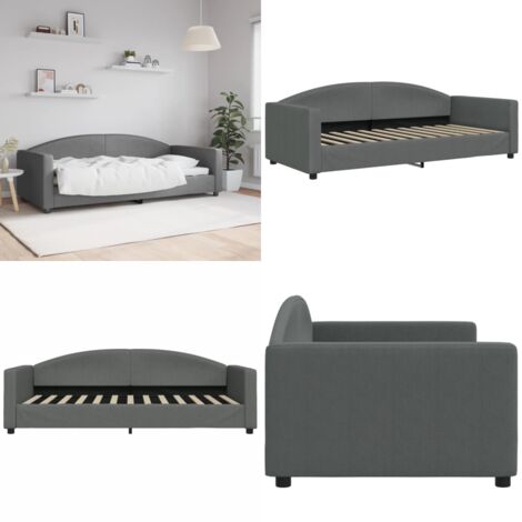 Sofá cama sin colchón tela gris oscuro 90x200 cm - Sofá cama sin colchón - Sofá cama gris oscuro