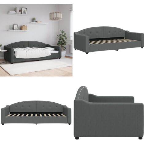 Sofá cama sin colchón tela gris oscuro 90x200 cm - Sofá cama sin colchón - Sofá cama gris oscuro