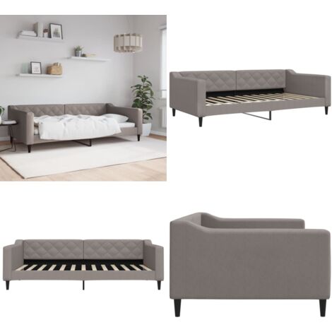 Sofá cama sin colchón tela gris taupe 100x200 cm - Sofá cama sin colchón - Sofá cama gris