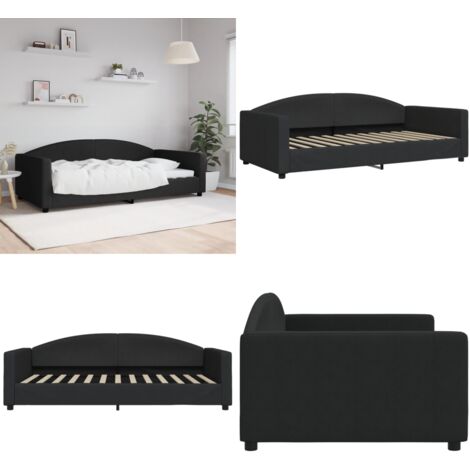 Sofá cama sin colchón tela negro 100x200 cm - Sofá cama sin colchón - Sofá cama negro