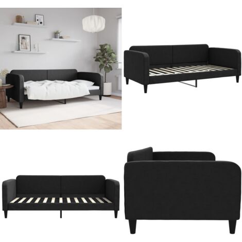 Sofá cama sin colchón tela negro 100x200 cm - Sofá cama sin colchón - Sofá cama negro