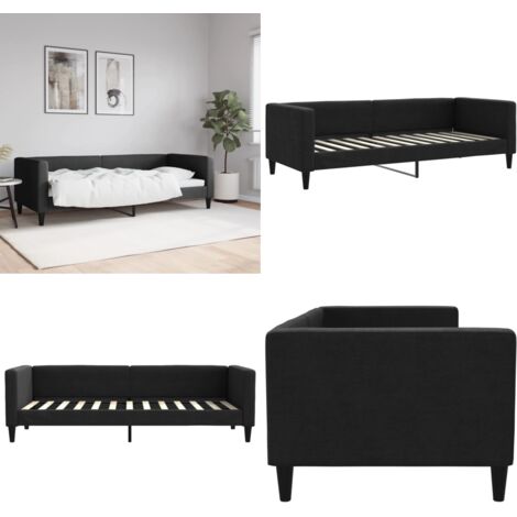 Sofá cama sin colchón tela negro 80x200 cm - Sofá cama sin colchón - Sofá cama negro