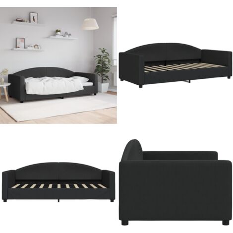 Sofá cama sin colchón tela negro 90x190 cm - Sofá cama sin colchón - Sofá cama negro