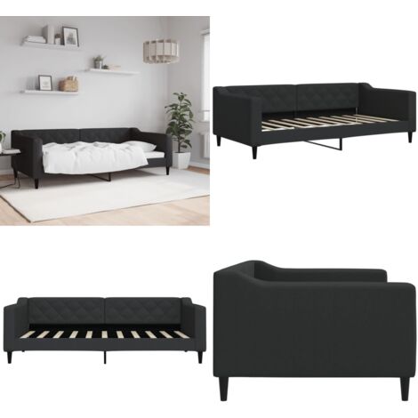 Sofá cama sin colchón tela negro 90x190 cm - Sofá cama sin colchón - Sofá cama negro