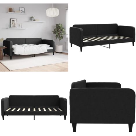 Sofá cama sin colchón tela negro 90x190 cm - Sofá cama sin colchón - Sofá cama negro
