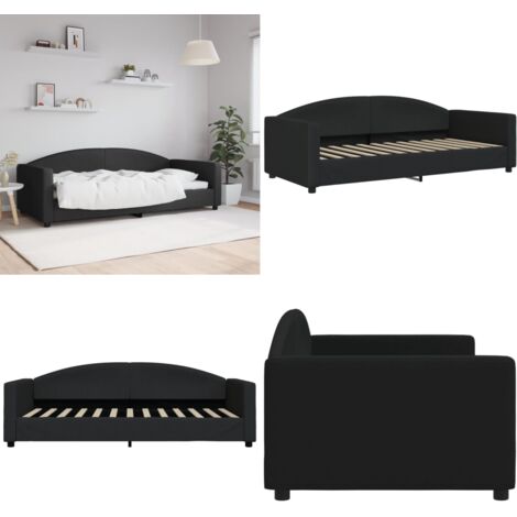 Sofá cama sin colchón tela negro 90x200 cm - Sofá cama sin colchón - Sofá cama negro