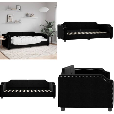 Sofá cama sin colchón tela negro 90x200 cm - Sofá cama sin colchón - Sofá cama negro