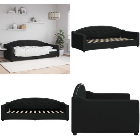 Sofá cama sin colchón tela negro 90x200 cm - Sofá cama sin colchón - Sofá cama negro
