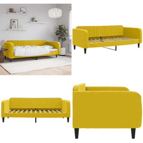Sofá cama sin colchón terciopelo amarillo 100x200 cm - Sofá cama 2 en 1 - Sofá cama con colchón