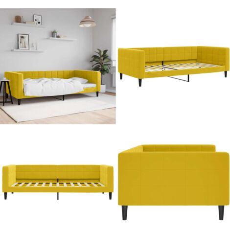 Sofá cama sin colchón terciopelo amarillo 100x200 cm - Sofá cama con colchón - Sofá cama amarillo