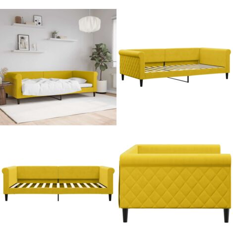 Sofá cama sin colchón terciopelo amarillo 100x200 cm - Sofá cama con colchón - Sofá cama amarillo