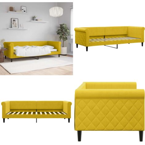 Sofá cama sin colchón terciopelo amarillo 80x200 cm - Sofá cama 2 en 1 - Sofá cama con colchón