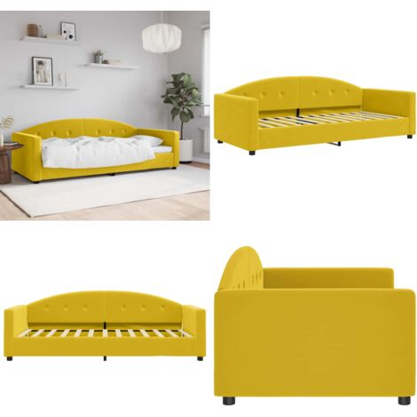 Sofá cama sin colchón terciopelo amarillo 90x200 cm - Sofá cama 2 en 1 - Sofá cama con colchón