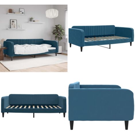 Sofá cama sin colchón terciopelo azul 100x200 cm - Sofá cama azul - Sofá cama con colchón