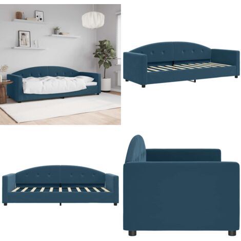 Sofá cama sin colchón terciopelo azul 80x200 cm - Sofá cama azul - Sofá cama sin colchón