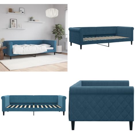 Sofá cama sin colchón terciopelo azul 90x200 cm - Sofá cama azul - Sofá cama sin colchón