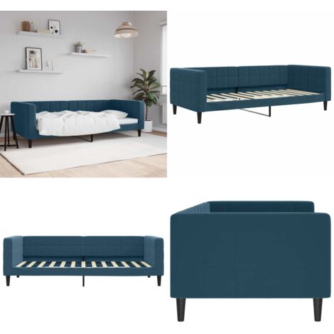 Sofá cama sin colchón terciopelo azul 90x200 cm - Sofá cama azul - Sofá cama sin colchón