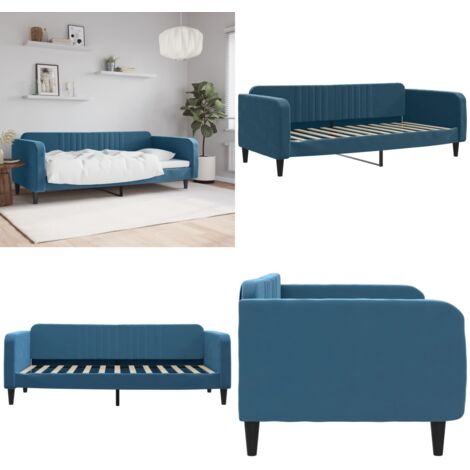 Sofá cama sin colchón terciopelo azul 90x200 cm - Sofá cama azul - Sofá cama sin colchón