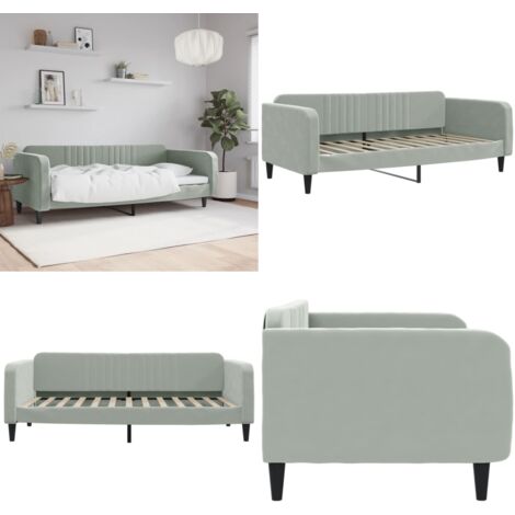 Sofá cama sin colchón terciopelo gris claro 100x200 cm - Sofá cama sin colchón - Sofá cama moderno