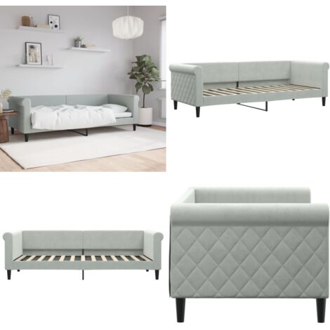 Sofá cama sin colchón terciopelo gris claro 80x200 cm - Sofá cama sin colchón - Sofá cama terciopelo