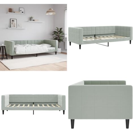 Sofá cama sin colchón terciopelo gris claro 90x190 cm - Sofá cama 2 en 1 - Sofá cama con colchón