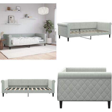 Sofá cama sin colchón terciopelo gris claro 90x190 cm - Sofá cama sin colchón - Sofá cama 2 en 1