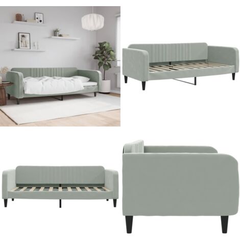 Sofá cama sin colchón terciopelo gris claro 90x190 cm - Sofá cama sin colchón - Sofá cama terciopelo