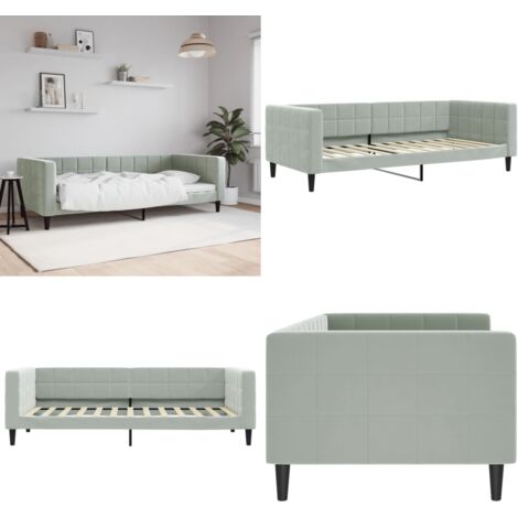 Sofá cama sin colchón terciopelo gris claro 90x200 cm - Sofá cama 2 en 1 - Sofá cama con colchón