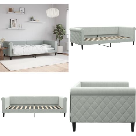 Sofá cama sin colchón terciopelo gris claro 90x200 cm - Sofá cama sin colchón - Sofá cama 2 en 1