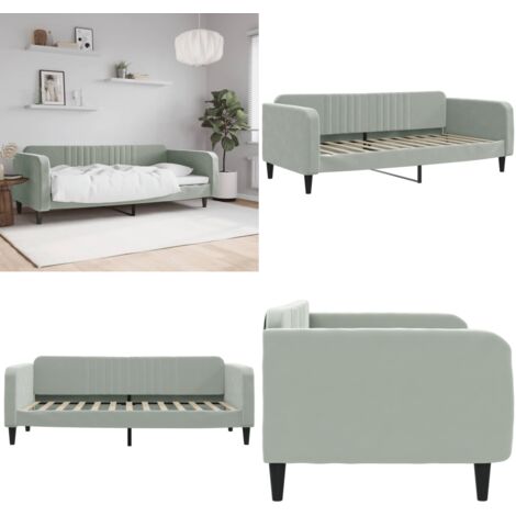 Sofá cama sin colchón terciopelo gris claro 90x200 cm - Sofá cama sin colchón - Sofá cama 2 en 1