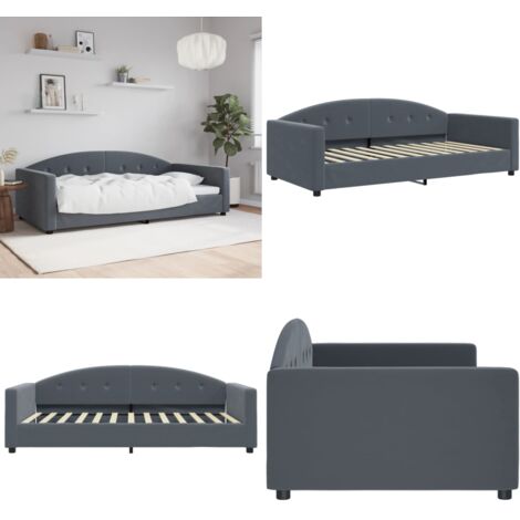 Sofá cama sin colchón terciopelo gris oscuro 100x200 cm - Sofá cama sin colchón - Sofá cama terciopelo