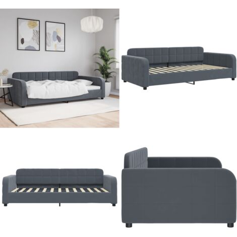 Sofá cama sin colchón terciopelo gris oscuro 100x200 cm - Sofá cama sin colchón - Sofá cama terciopelo