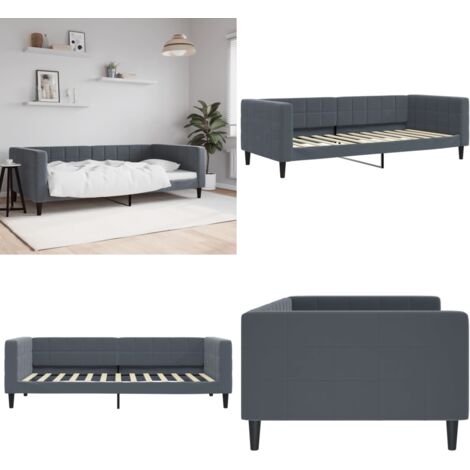 Sofá cama sin colchón terciopelo gris oscuro 100x200 cm - Sofá cama sin colchón - Sofá cama terciopelo