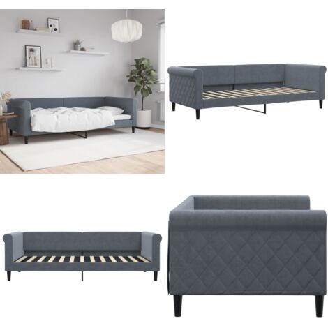 Sofá cama sin colchón terciopelo gris oscuro 90x200 cm - Sofá cama 2 en 1 - Sofá cama con colchón
