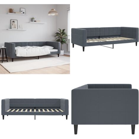Sofá cama sin colchón terciopelo gris oscuro 90x200 cm - Sofá cama sin colchón - Sofá cama 2 en 1
