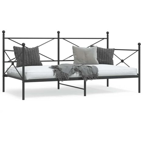 Sofá cama sin colchón terciopelo negro 100x200 cm acero