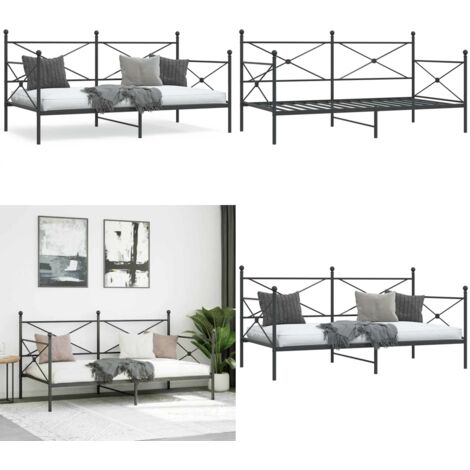 Sofá cama sin colchón terciopelo negro 100x200 cm acero - Colchón - Almacenamiento