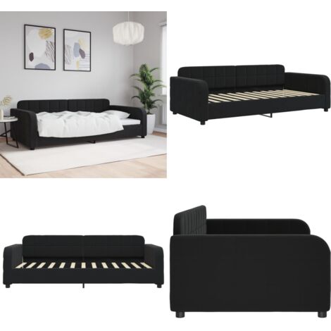 Sofá cama sin colchón terciopelo negro 100x200 cm - Sofá cama sin colchón - Sofá cama moderno