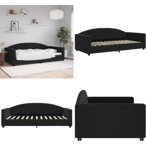 Sofá cama sin colchón terciopelo negro 100x200 cm - Sofá cama sin colchón - Sofá cama moderno