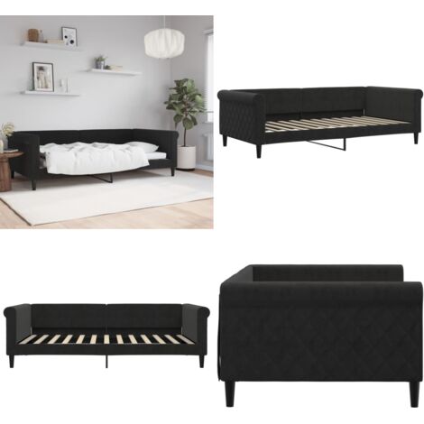 Sofá cama sin colchón terciopelo negro 100x200 cm - Sofá cama sin colchón - Sofá cama negro