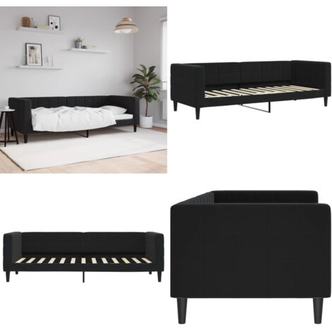 Sofá cama sin colchón terciopelo negro 80x200 cm - Sofá cama sin colchón - Sofá cama 2 en 1