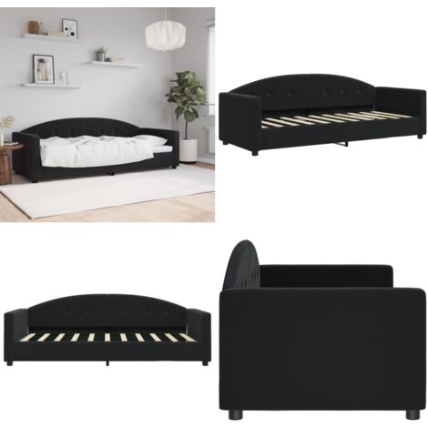 Sofá cama sin colchón terciopelo negro 80x200 cm - Sofá cama sin colchón - Sofá cama 2 en 1