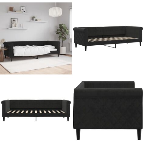 Sofá cama sin colchón terciopelo negro 80x200 cm - Sofá cama sin colchón - Sofá cama 2 en 1